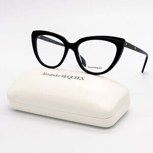 NEW ALEXANDER MCQUEEN EYEGLASSES AM0253O 001 CAT EYE BLACK WOMEN EYEWEAR